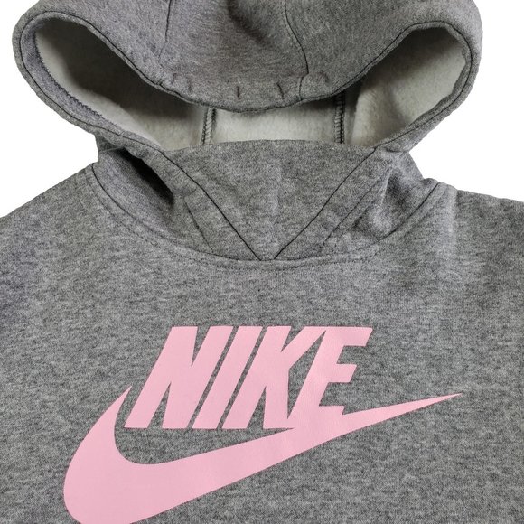 Grey and pink Girls Nike Hooded Sweatshirt - Picture 6 of 7
